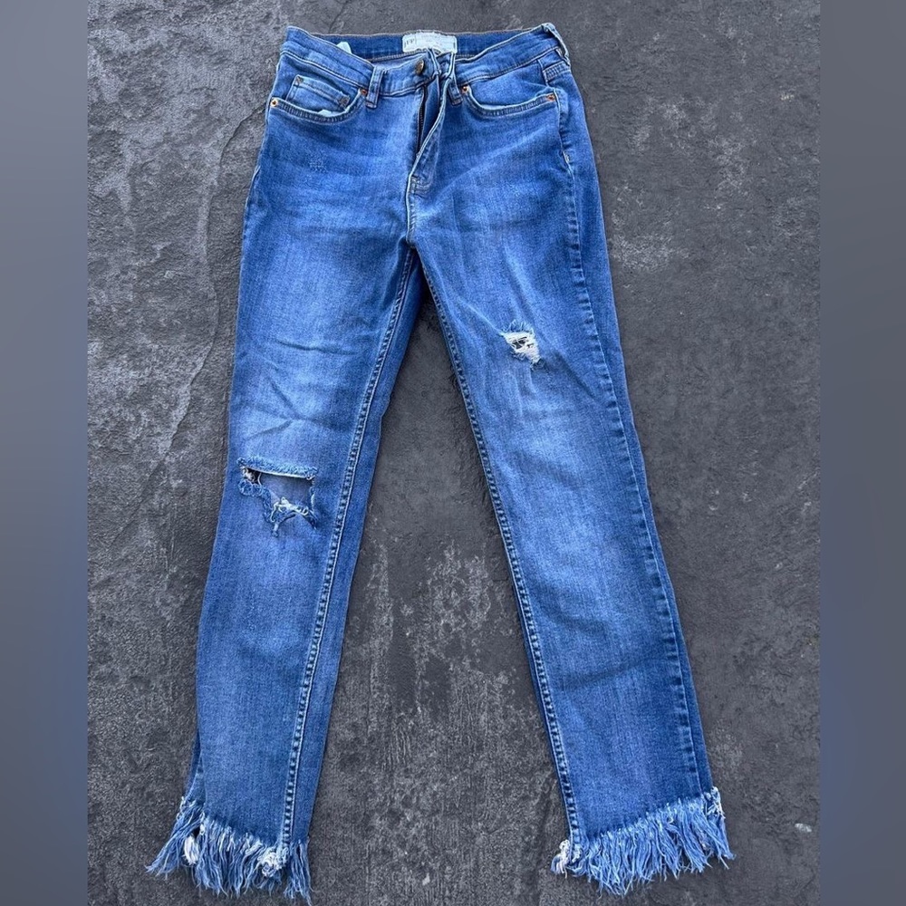 Free People frayed and ripped cropped jeans